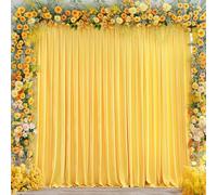 Yellow Backdrop Curtains for Parties, 8ft x 10ft Polyester Wrinkle Free Photography Backdrop Drapes for Birthday Baby Shower Wedding Decorations