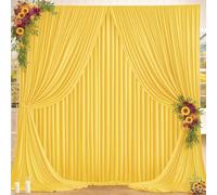 Yellow Backdrop Curtains for Wedding Parties, 4 Packs Yellow Backdrop Drapes Wrinkle Free Polyester Wedding Backdrop for Baby Shower Birthday Photo Home Party