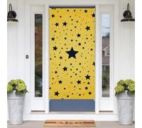 Yellow Background with Black Stars Door Banners for Front Doors, Spring Summer Decorative Door Cover Welcome Porch Banner Decoration Hanging Wall Background for Party Supplies Indoor Outdoor Home Deco