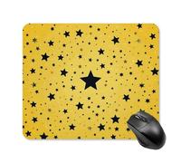 Yellow Background with Black Stars Mouse Pad Square Laptop Mouse Mat Cute Computer Mousepad Keyboard Pad Non-Slip Desk Pads for Gaming Office Work Home 25 * 30cm