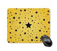 Yellow Background with Black Stars Mouse Pad Square Laptop Mouse Mat Cute Computer Mousepad Keyboard Pad Non-Slip Desk Pads for Gaming Office Work Home 20 * 25cm