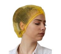 Yellow - bag of 100, Disposable Hairnets, Mob Caps, 21'', UK MANUFACTURER Non-Woven material, Ideal for Kitchen, Catering, Food Industry, Laboratories, Protective Hair, (100)