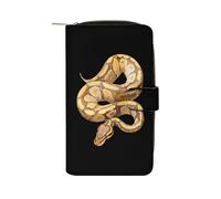 Yellow Ball Python Long Purses for Women Leather Card Holder Mens Wallet Coin Purse