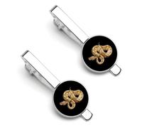Yellow Ball Python Silver Tie Clip Suit Accessories for Men Necktie Bar Set Pin Business Wedding