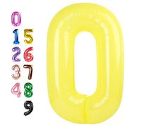 Yellow Balloon Numbers 40 Inch, Balloons 0 Number for Baby Birthday, Balloon for Baby Shower, Big Baloon for 10, 20, 100, 2025 Graduation Wedding Anniversaries Party