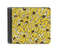 Yellow Banana Bifold Wallet for Women Men Soft PU Leather Wallet Slim Fron