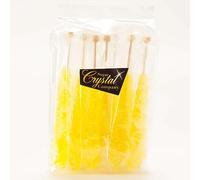 Yellow Banana Candy Sugar Crystal Rock on a Stick 12 x Lollies - Individually Wrapped - Candy Buffet Favours Cake Decorating - Drink/Cocktail Swizzle Stick Stirrers