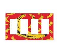 Yellow Banana Outlet Cover,4-Gang Wall Plate Hidden Screw Face Plate,Thermoplastic Faceplate Cover Decorator Receptacle Outlet Light Switch Cover Size 8.3"x 4.7"for House