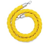 Yellow Barrier Rope with Plated Hook Safety Crowd Control Cord for Event Entrances Queue Management Weddings Cinema Ceremonies and Gatherings.