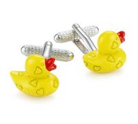 Yellow Bath Duck Cufflinks - Onyx Art CK574 Rubber Duck (Metal) Design In Premier Life Packaging