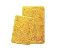 Yellow Bathroom Rugs Sets 2 Piece Thick Chenille Bath Mats | Absorbent and Washable Bath Rug Non-Slip, Plush and Soft Rugs for Bathroom Floor, Shower, Sink - 17" x 24"+20" x 32"