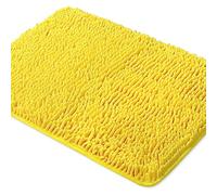 Yellow Bathroom Rugs Thick Chenille Bath Mats | Absorbent and Washable Bath Rug Non-Slip, Plush and Soft Rugs for Bathroom, Kitchen, Shower, Sink - 17" x 24"