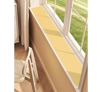 Yellow Bathroom Window Sill Protector with White Border, Adjustable Silicone Leather Balcony Cushion, Nook Breakfast Kitchen Indoor Furniture Mat(70x50cm/28x20in)