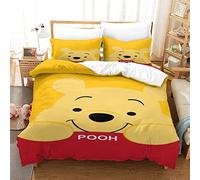 Yellow Bear Winnie The Pooh 3D Bedding Duvet Cover Microfiber Quilt Cover 3 PCs with Zipeer Closure for Kids Teens Adults Duvet Set King(220x240cm)