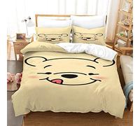 Yellow Bear Winnie The Pooh 3D Printed Duvet Cover Set Microfibre Soft Quilt Covers Easy Care Hotel Quality Bedding Sets with Pillowcasefor Teen Adult Kids King(220x240cm)