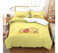 Yellow Bear Winnie The Pooh 3D Printed Duvet Cover Set Microfibre Soft Quilt Covers Easy Care Hotel Quality Bedding Sets with Pillowcasefor Teen Adult Kids King（220x240cm）