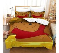 Yellow Bear Winnie The Pooh 3D Printed Duvet Cover Set Microfibre Soft Quilt Covers Easy Care Hotel Quality Bedding Sets with Pillowcasefor Teen Adult Kids Double(200x200cm)