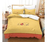 Yellow Bear Winnie The Pooh Teens Duvet Cover Modern Comforter Cover for Children Duvet Cover Set Bedding Set Breathable 3-Piece Set Soft Microfiber with Zipeer Closure King(220x240cm)
