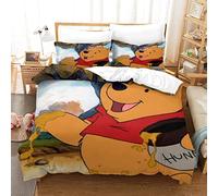 Yellow Bear Winnie The Pooh Teens Duvet Cover Modern Comforter Cover for Children Duvet Cover Set Bedding Set Breathable 3-Piece Set Soft Microfiber with Zipeer Closure Double(200x200cm)