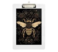 Yellow Bee Black Clipboard Acrylic Cute Clip Boards Wordpad Clipboards Standard Size with Low Profile Metal Clip for Teachers, Students, Nurses 12.5 x 9 Inches