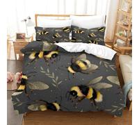 Yellow Bee Bumblebee Animal Theme Comforter Covers for Boys Girls Quilt Cover Duvet Cover 3D Printed with Zipper Closure Bedding Set Soft Microfiber with Pillow Cases 3 Pieces Double（200x200cm）