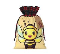 Yellow bee Christmas Tree Hanging Gift Bags Jute Drawstring Sacks with, Eco-Friendly Festive Decor & Small Present Bag for Xmas Tree