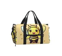 Yellow Bee Duffel Bag with Shoe Compartment - Lightweight Water-Resistant Holdall Gym Bag with Built-in Wet and Dry Separation Pouch