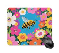 Yellow Bee in Flower Field Mouse Pad Square Mice Mat Waterproof Computer Mousepad with Non-Slip Rubber Base Wireless Mice Pad for Laptop Office Home Personalized Gaming Mousepad 25 * 30cm