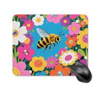 Yellow Bee in Flower Field Mouse Pad Square Mouse Mat Non-Slip Rubber Base Mousepad Wireless Mice Mat for Gaming, Office & Home, Waterproof Mouses Mats for Laptop/Desktop 20 * 25cm