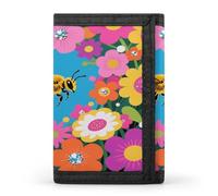 Yellow Bee in Flower Field Wallet Ultra Slim Minimalist Trifold Wallet Men Wallets Credit Card Holder Sl illfold