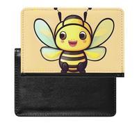 Yellow Bee Passport Holder with 3 Card Slots, Portable PU Leather Travel Wallet, Slim Protective Cover for Passport, ID, Credit Cards