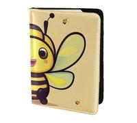 Yellow bee Passport Holder5.5 in - Genuine leather, unisex - Folding passport holder