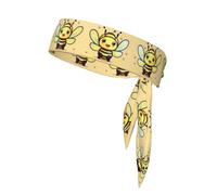 Yellow Bee Pattern Tennis Headband for Women,Sweat Band for Workout, Head Tie for Running, Football, Basketball,Athletics