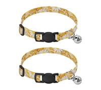 Yellow Beehive Daisy Small Dogs Collars Release Buckle Collars For Girl And Boy Dogs 2 Packs