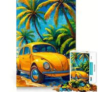 Yellow Beetle on Tropical Beach 1000 Piece Jigsaws for Adults Mental Improve Play Laser Cut for Flawless Fit Family Fun Night Activity (50x75cm)