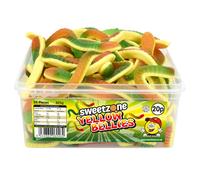 (Yellow Bellies 800g TUB - 1H055) Halal Sweets Cola Bottles, Sour Suckers, Twin Cherries 800g Tubs HMC Certified