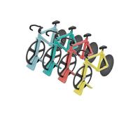 (Yellow) Bicycle Pizza Cutter with Stand, Heavy Duty Stainless Steel Pizza Cutter, Frosted Surface, Non-Stick and Sharp Blades, Fun Pizza Slicer