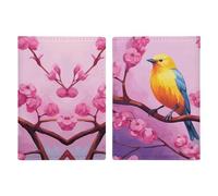 Yellow Bird on Tree Passport Holder Slim PU Leather Passports Wallet Portable Passports Protector Passport Cover