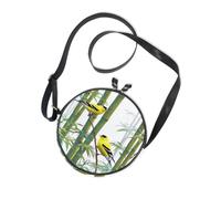 Yellow Birds bamboos 3d Round Black Crossbody Bag for Ladies Comfort with Adjustable Strap Over The Shoulder Purse Take a walk Canvas Messenger Purse