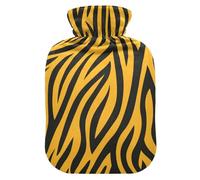 Yellow Black Animal Pattern hot Bottle Water Bag with Soft Cover, 2L Warm Water Bottle for Bed for Menstrual Cramps, Menstrual Cramps, compresas calientes para el vientre