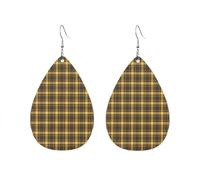 Yellow Black Brown Checkered Yellow Black Brown Checkered Women Earrings Candy Colored Lightweight Double-Side Printed Drop Dangle Earring