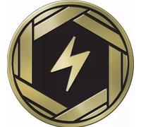 Yellow & Black Clear Oversized Lightning Symbol Coin