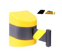 Yellow/Black Crowd Control Wall Barrier, Retractable Wall Mounted Barrier Belt, Isolation Warning Barrier for Warehouse Workshop Crowed Control/5M/16.5Ft