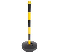 Yellow & Black Demarcation Safety Chain Barrier Post Pole with Base