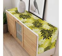 Yellow Black Floral Table Runner 13x108 inch Vintage Yellow White Black Flower Cotton Linen Dining Table Runner Ideal for Dresser Kitchen Coffee Tables - Machine Washable