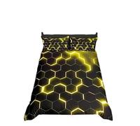 Yellow Black Geometric Comforter Cover Neon Hexagon Honeycomb Bedding Set for Boys Kids Teen Men Reversible Black,Modern Duvet Cover Geometrical Beehive Quilt Cover Double