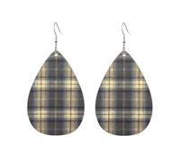 Yellow Black Green Tartan Yellow Black Brown Checkered Women Earrings Candy Colored Lightweight Double-Side Printed Drop Dangle Earring