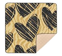 Yellow Black Irregular Love Soft Thick Baby Playmat for Indoor Outdoor Cozy Breathable Tummy Time Activity Mat for Babies Infants Toddlers, 50'' x 50''
