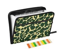 Yellow Black Leopard Print Document File Folder Expanding 13 Pockets A4 Letter Size with Zipper Closure for Folder with Dividers