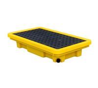 Yellow Black Oil Drum Spill Pallet, Modular Leakproof Containment Tray With Anti-Slip Grating, Chemical Resistant Storage Platform For Warehouse Factory Workshop, Heavy Duty Polyethylene Drainage